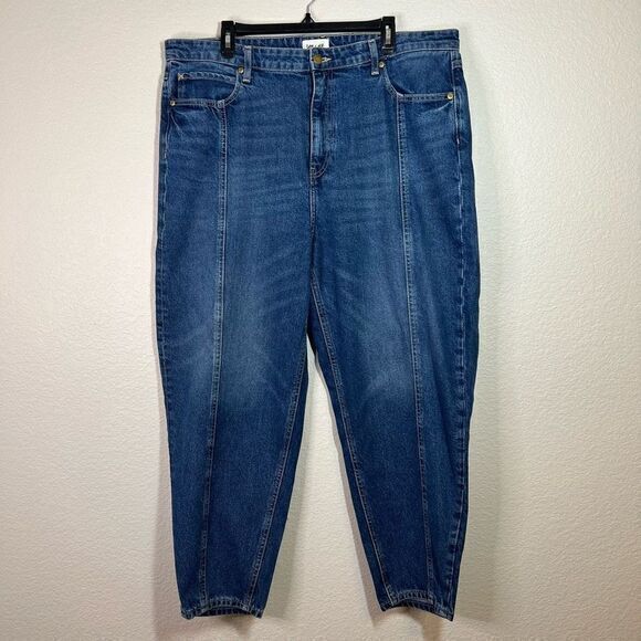 Lee x HM Womens Boyfriend Jeans High Rise Denim Tapered Medium Wash Blue Size 18 - Picture 1 of 9